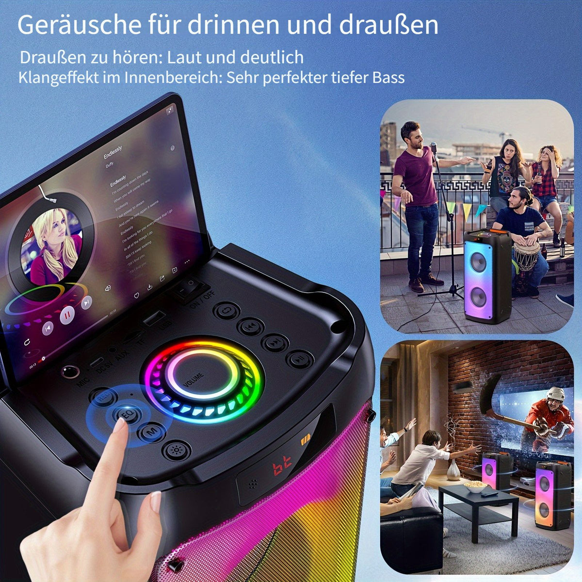 JYX T10 Party Tragbare Bluetooth-Lautsprecher Karaoke-Maschine (für Urlaubsparty, TWS)