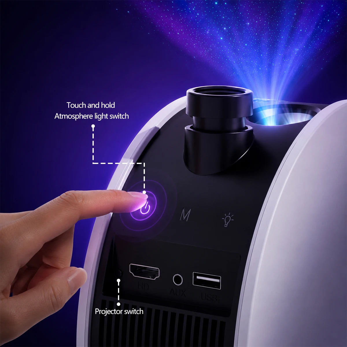 Intelligenter Projektor Sternenlicht 750ANSI Autofokus WiFi6 BT5.2 Bluetooth-Lautsprecher Google TV Netflix Heimkino-Projektor