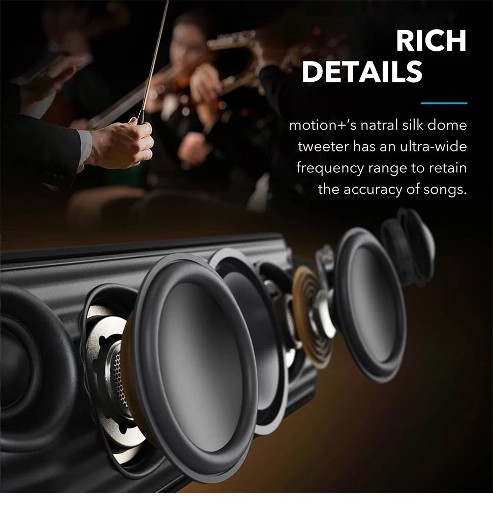 (EU stock) Soundcore Motion+ Bluetooth Lautsprecher, Hi-Res 30W Audio, BassUp Technologie, kabelloser HiFi-Lautsprecher mit App-