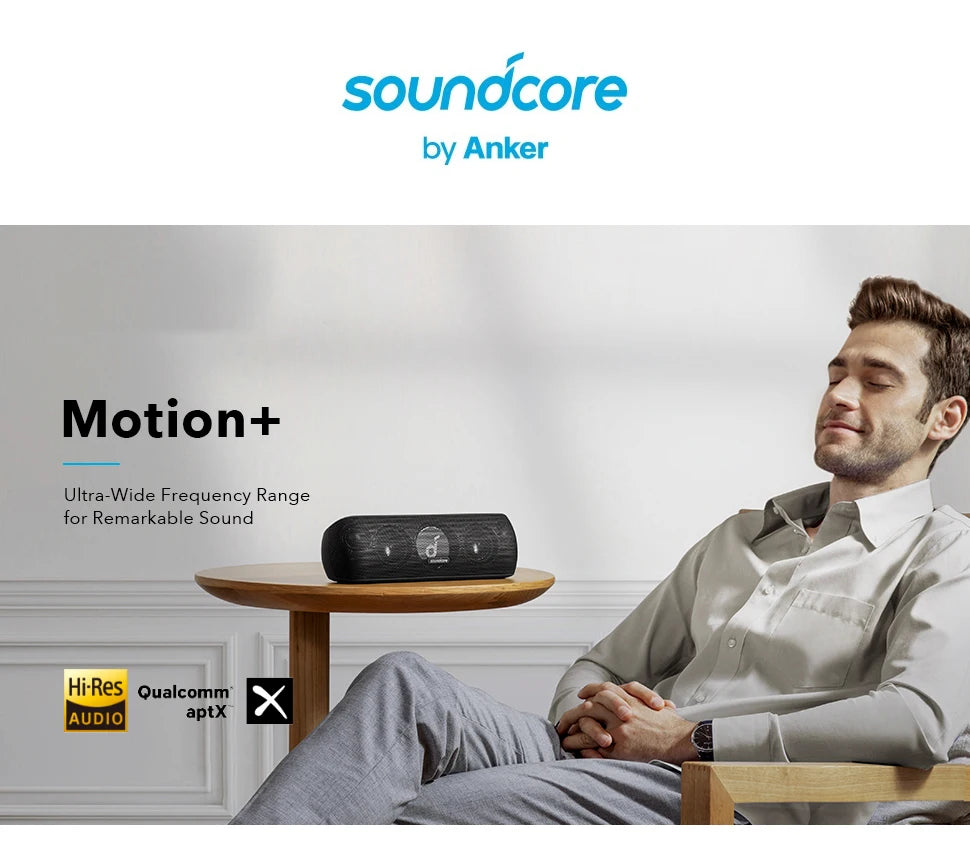 (EU stock) Soundcore Motion+ Bluetooth Lautsprecher, Hi-Res 30W Audio, BassUp Technologie, kabelloser HiFi-Lautsprecher mit App-
