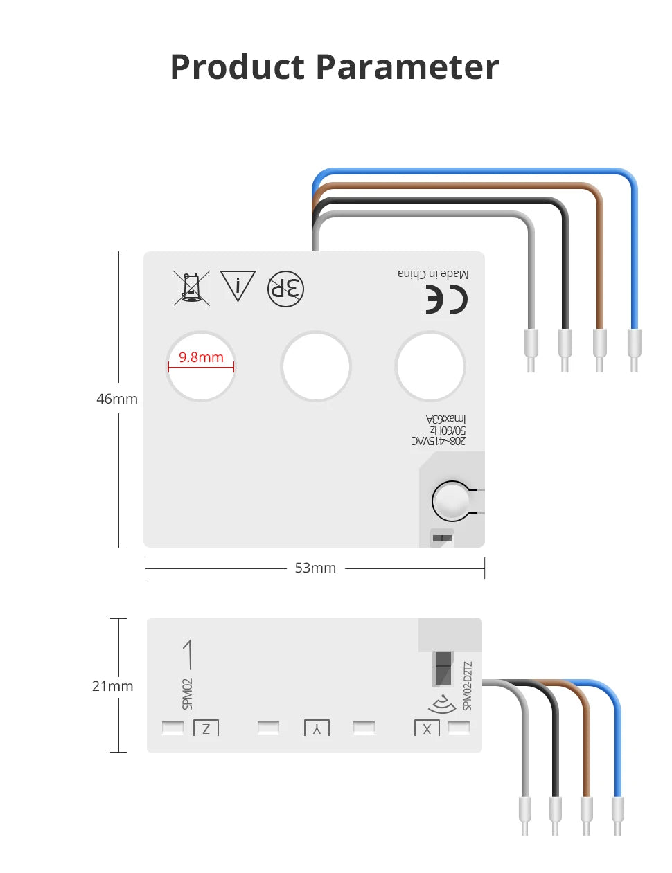 Zigbee Bidirektionaler Energiezähler 3-Phasen 4-Draht Leistungsmonitor 63A Kompatibel mit Tuya Zigbee2MQTT Home Assistant 208V 415V
