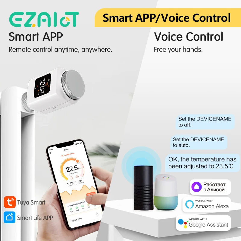 Tuya Smart WiFi Thermostatventil TRV Programmierbare APP Fernbedienung Temperaturregler Heizung mit Alexa Google Home