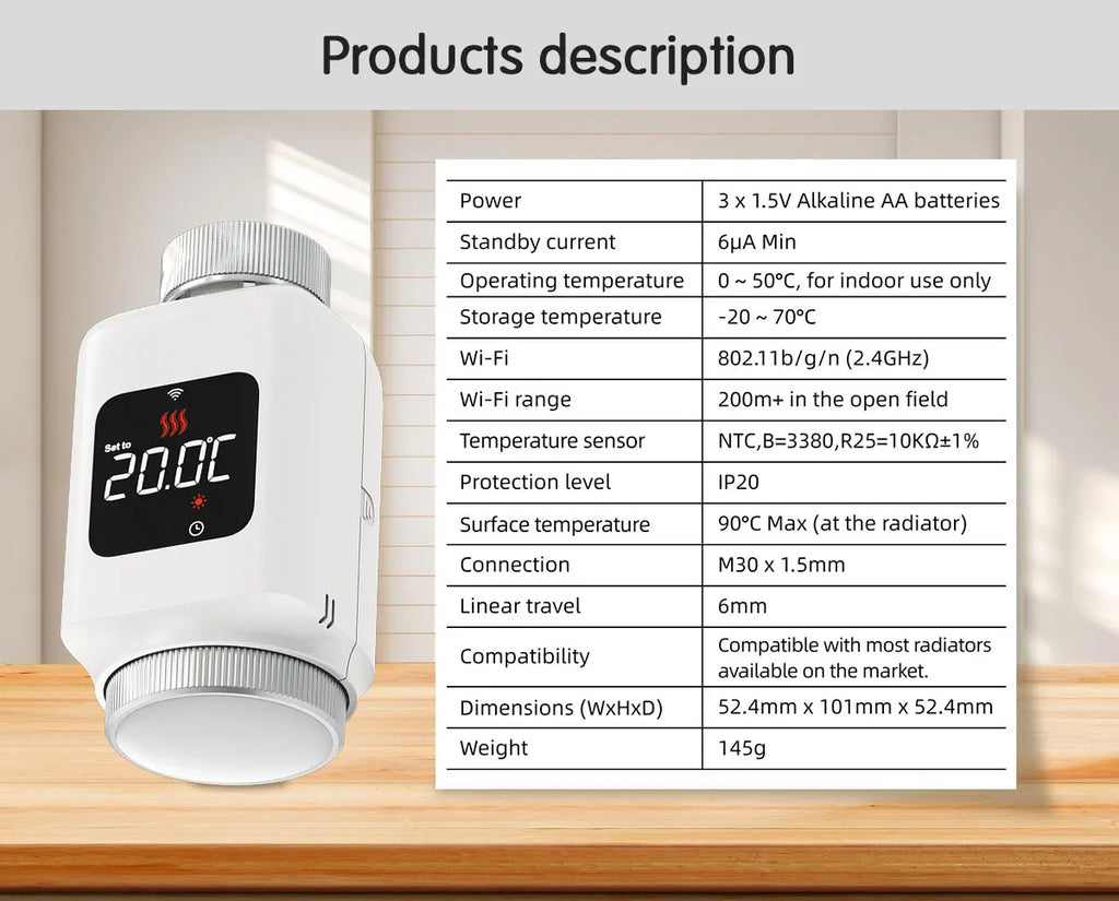 Tuya Smart WiFi Thermostatventil TRV Programmierbare APP Fernbedienung Temperaturregler Heizung mit Alexa Google Home