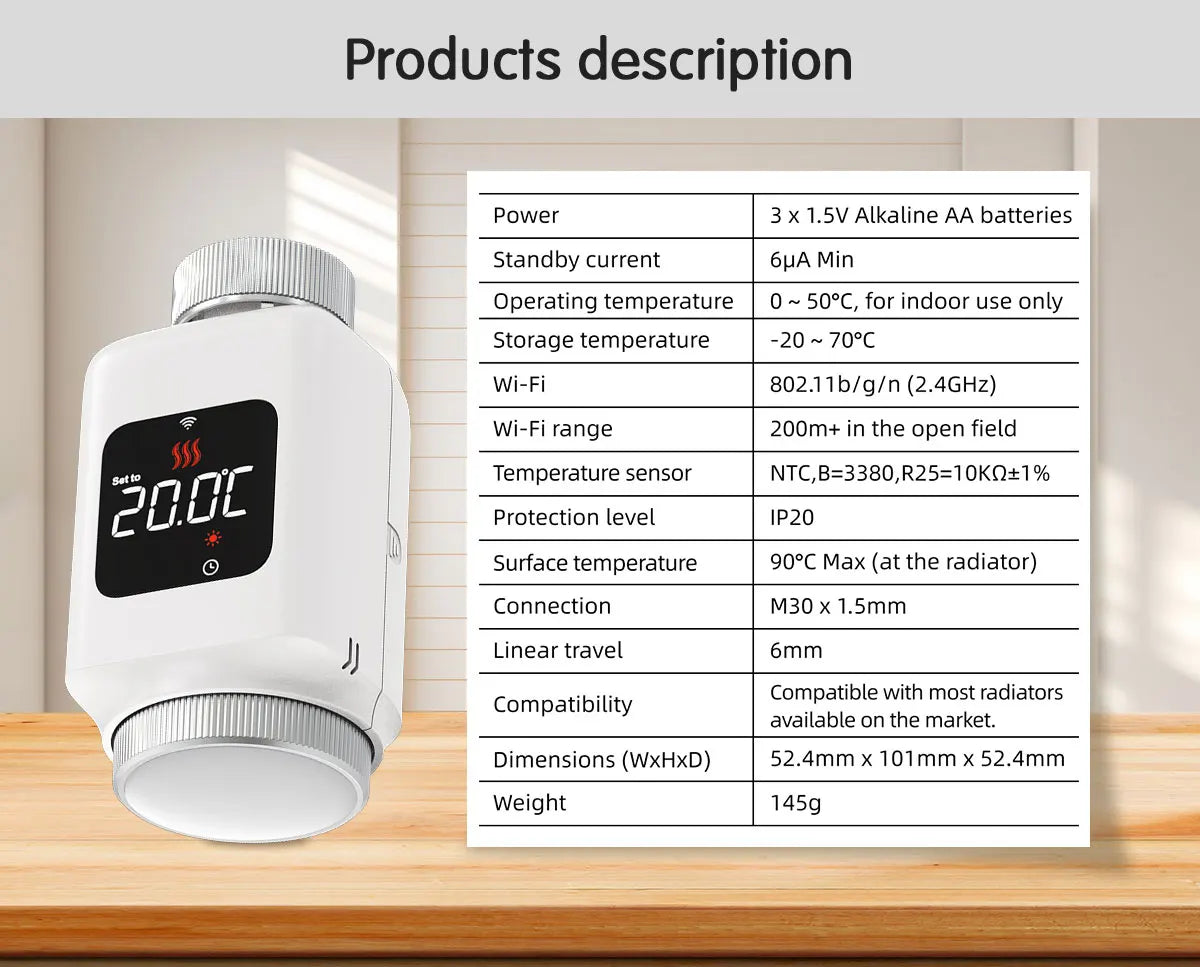 Tuya Smart WiFi Thermostatventil TRV Programmierbare APP Fernbedienung Temperaturregler Heizung mit Alexa Google Home