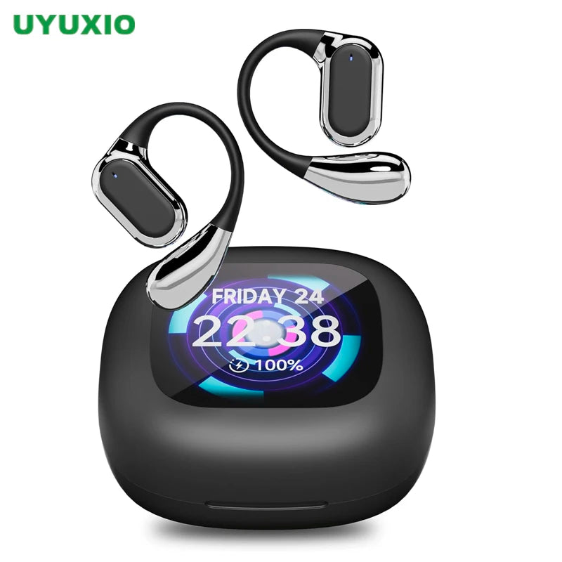 UYUXIO AI Translating Kopfhörer OWS Echtzeit-Übersetzung Ohrhörer mit 144 Sprachen Ohrhörer mit LCD-Touchscreen-Kopfhörer
