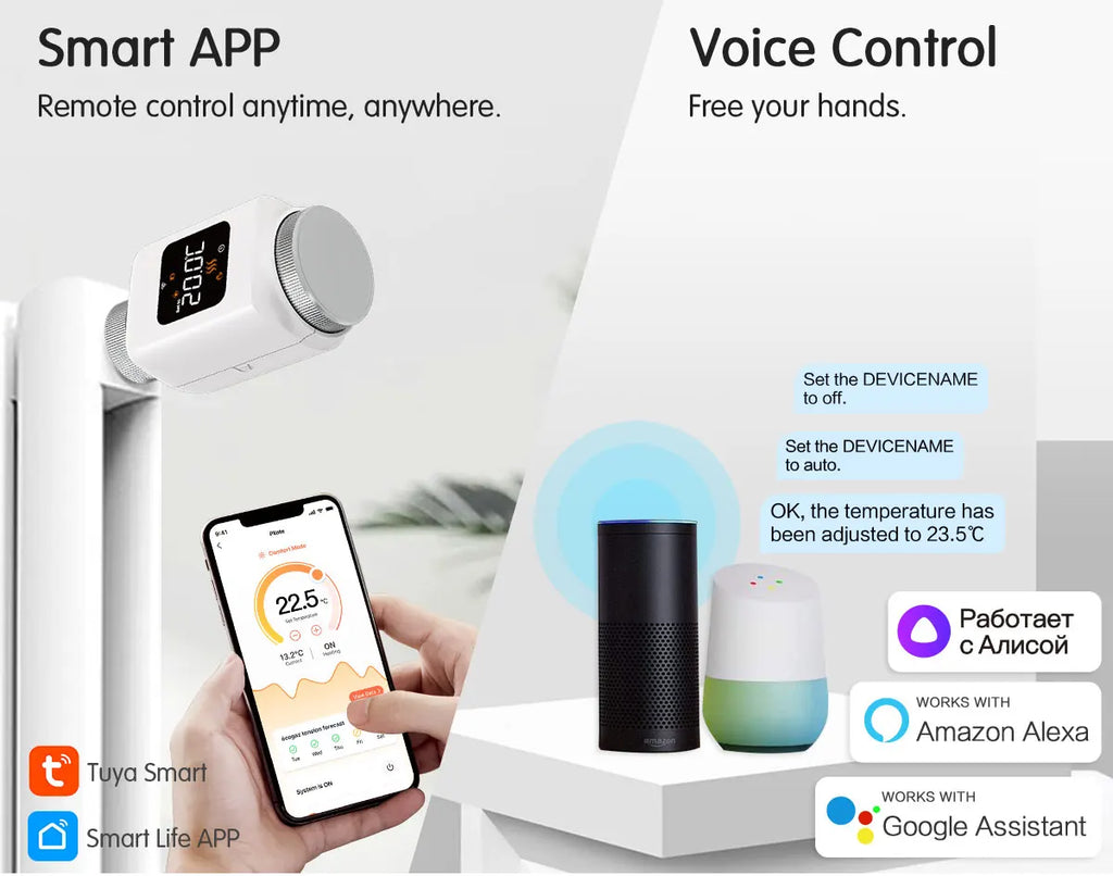 Tuya Smart WiFi Thermostatventil TRV Programmierbare APP Fernbedienung Temperaturregler Heizung mit Alexa Google Home