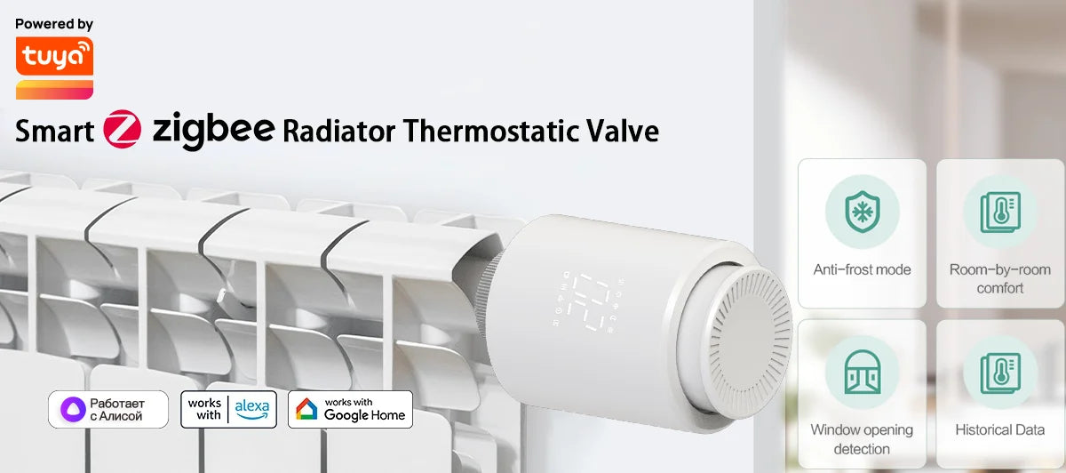Tuya Smart WiFi Thermostatventil TRV Programmierbare APP Fernbedienung Temperaturregler Heizung mit Alexa Google Home