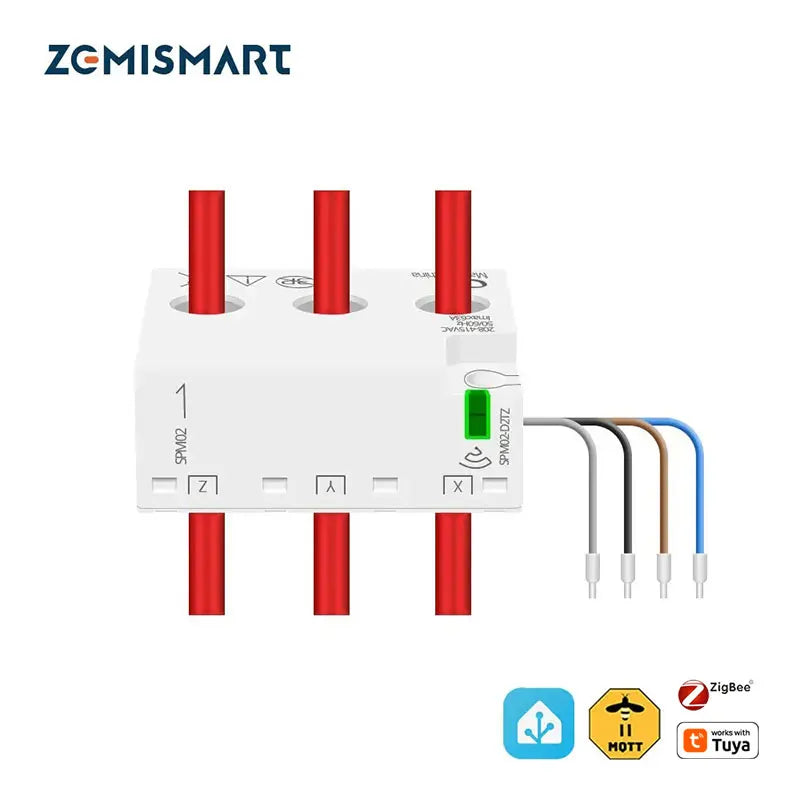 Zigbee Bidirektionaler Energiezähler 3-Phasen 4-Draht Leistungsmonitor 63A Kompatibel mit Tuya Zigbee2MQTT Home Assistant 208V 415V